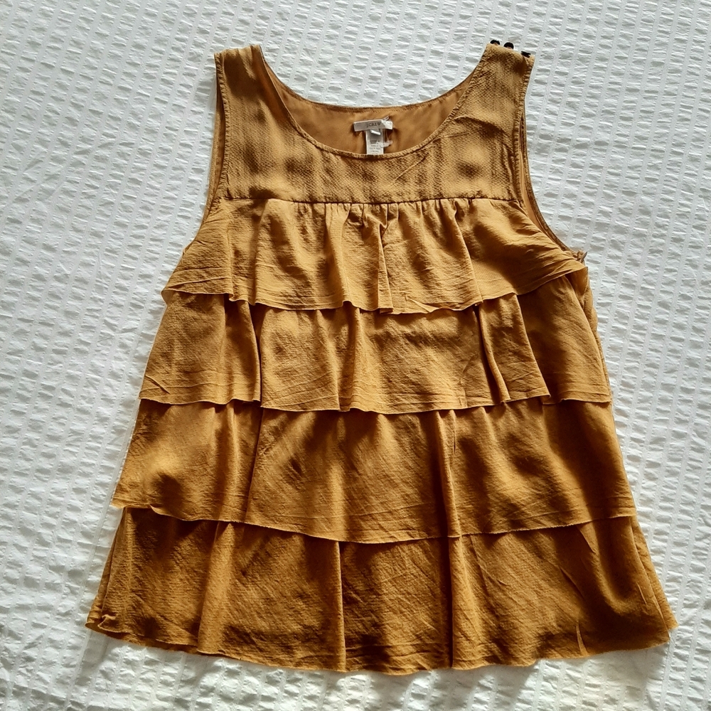 J.CREW | 100% Silk Tiered Ruffle Tank Top Size 10